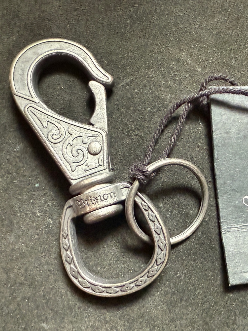 BRIXTON ANTIQUE NICKLE SCROLL KEY FOB BELT HOOK
